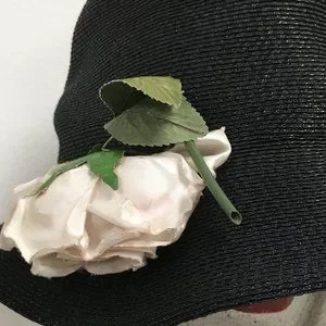 Patricia Underwood Ultimo black woven hat with removable flower rose pin slouchy Patricia Underwood | Accessories | Patricia Underwood Ultimo  main image 3